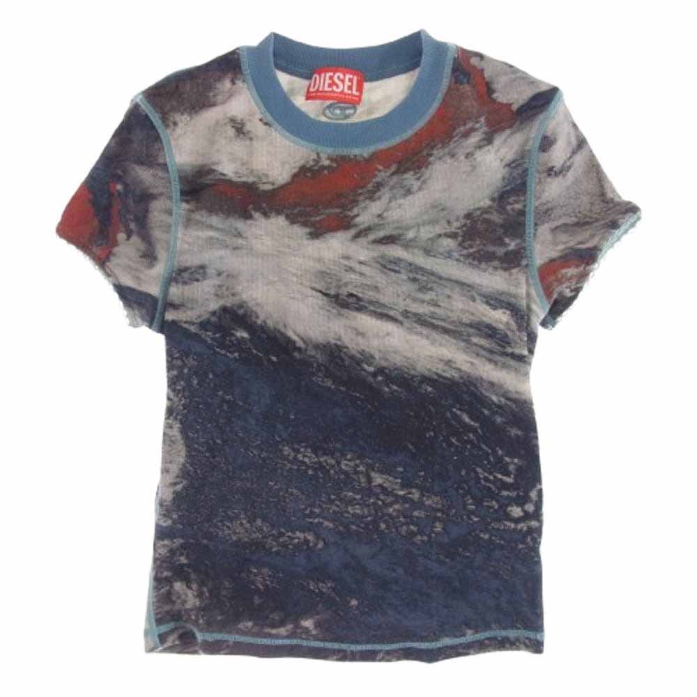 DIESEL ディーゼル A10765 T-SKINZY-LACE 総柄 半袖 Tシャツ グレー系 マルチカラー系 S【中古】