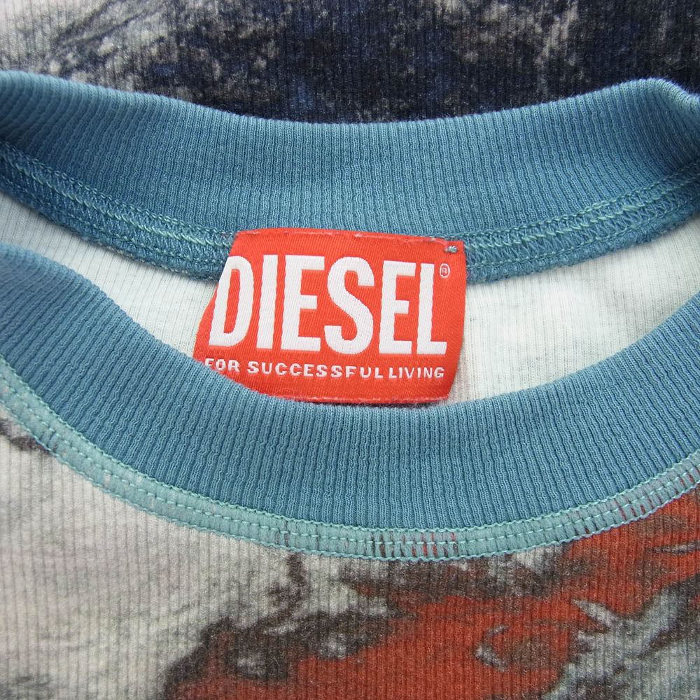 DIESEL ディーゼル A10765 T-SKINZY-LACE 総柄 半袖 Tシャツ グレー系 マルチカラー系 S【中古】