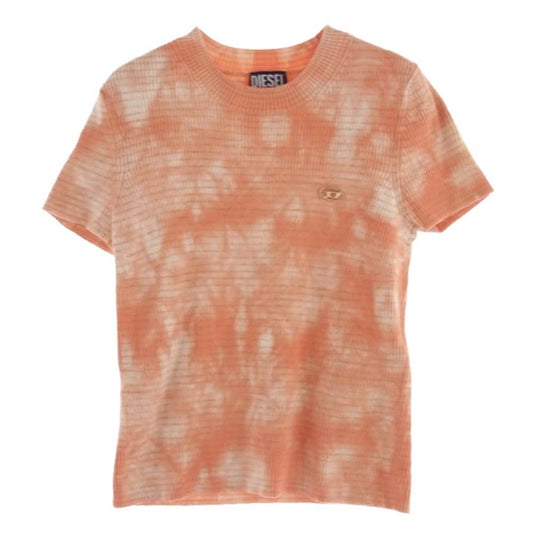 DIESEL ディーゼル A05054 Dロゴ タイダイ ラメニット 半袖 Tシャツ オレンジ系 M【中古】