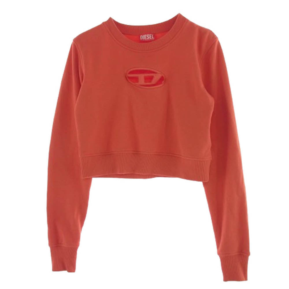 DIESEL ディーゼル A09931 F-SLIMMY-OD カットアウト クロップド オーバルDロゴ クルーネック スウェット トレーナー レッド系 M【中古】