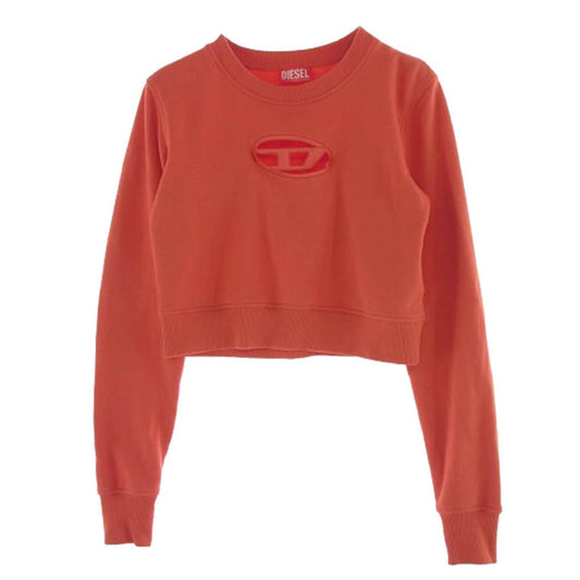 DIESEL ディーゼル A09931 F-SLIMMY-OD カットアウト クロップド オーバルDロゴ クルーネック スウェット トレーナー レッド系 M【中古】