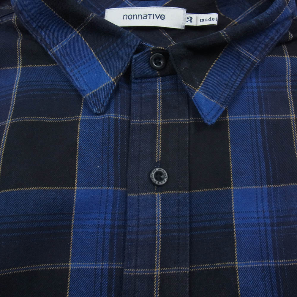 nonnative ノンネイティブ NN-S3910 DWELLER S/S SHIRT RELAXED FIT COTTON TWILL PLAID リラックス フィット コットン ツウィル プライド ショートスリーブ 半袖 シャツ ネイビー系 3【中古】