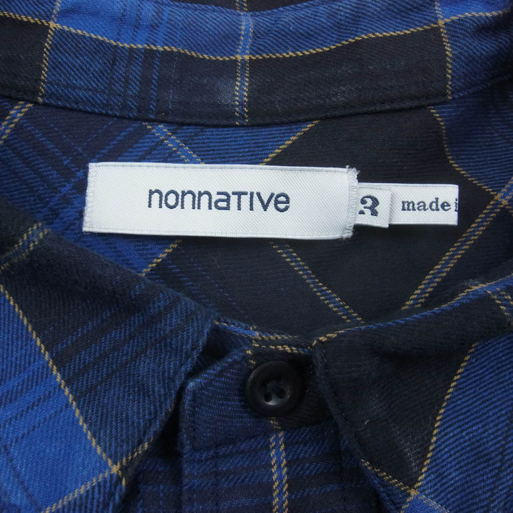 nonnative ノンネイティブ NN-S3910 DWELLER S/S SHIRT RELAXED FIT COTTON TWILL PLAID リラックス フィット コットン ツウィル プライド ショートスリーブ 半袖 シャツ ネイビー系 3【中古】