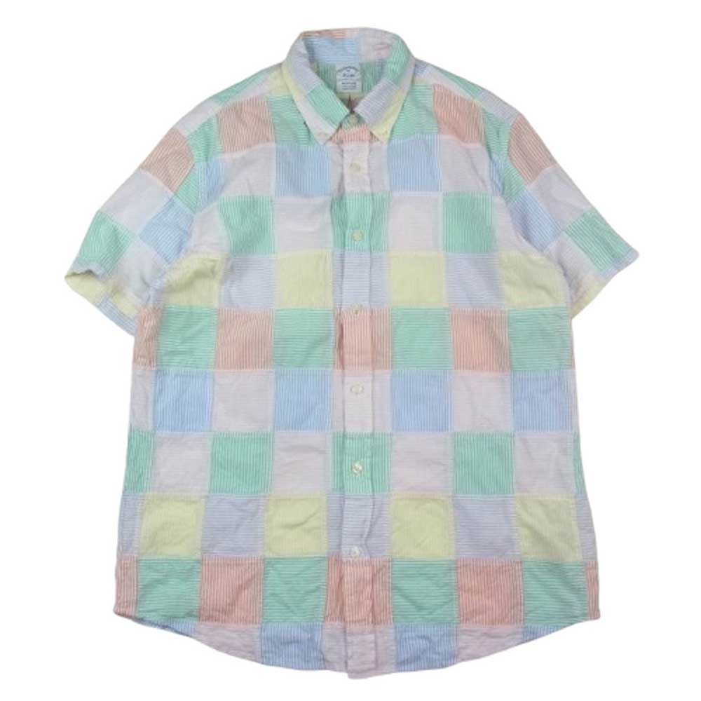 Brooks Brothers ブルックスブラザーズ ボタンダウン パッチワーク 半袖 シャツ マルチカラー系 M【中古】