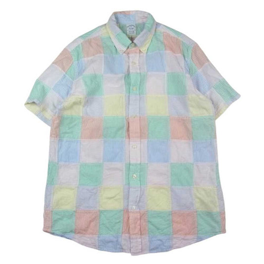 Brooks Brothers ブルックスブラザーズ ボタンダウン パッチワーク 半袖 シャツ マルチカラー系 M【中古】