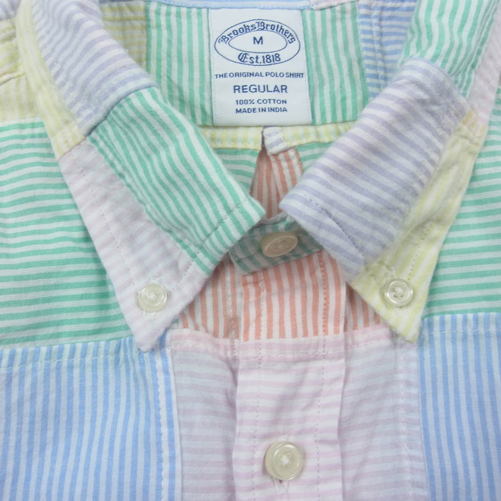 Brooks Brothers ブルックスブラザーズ ボタンダウン パッチワーク 半袖 シャツ マルチカラー系 M【中古】