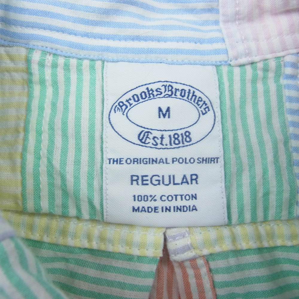 Brooks Brothers ブルックスブラザーズ ボタンダウン パッチワーク 半袖 シャツ マルチカラー系 M【中古】