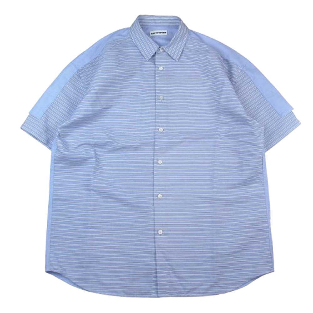 ソフトハイフン MGMFB241203-083 SOHY SIGNATURE BORDER STRIPE S/S SHIRT ソフィー シグネチャー ボーダー ストライプ ショートスリーブ 半袖 シャツ ブルー系 03【美品】【中古】