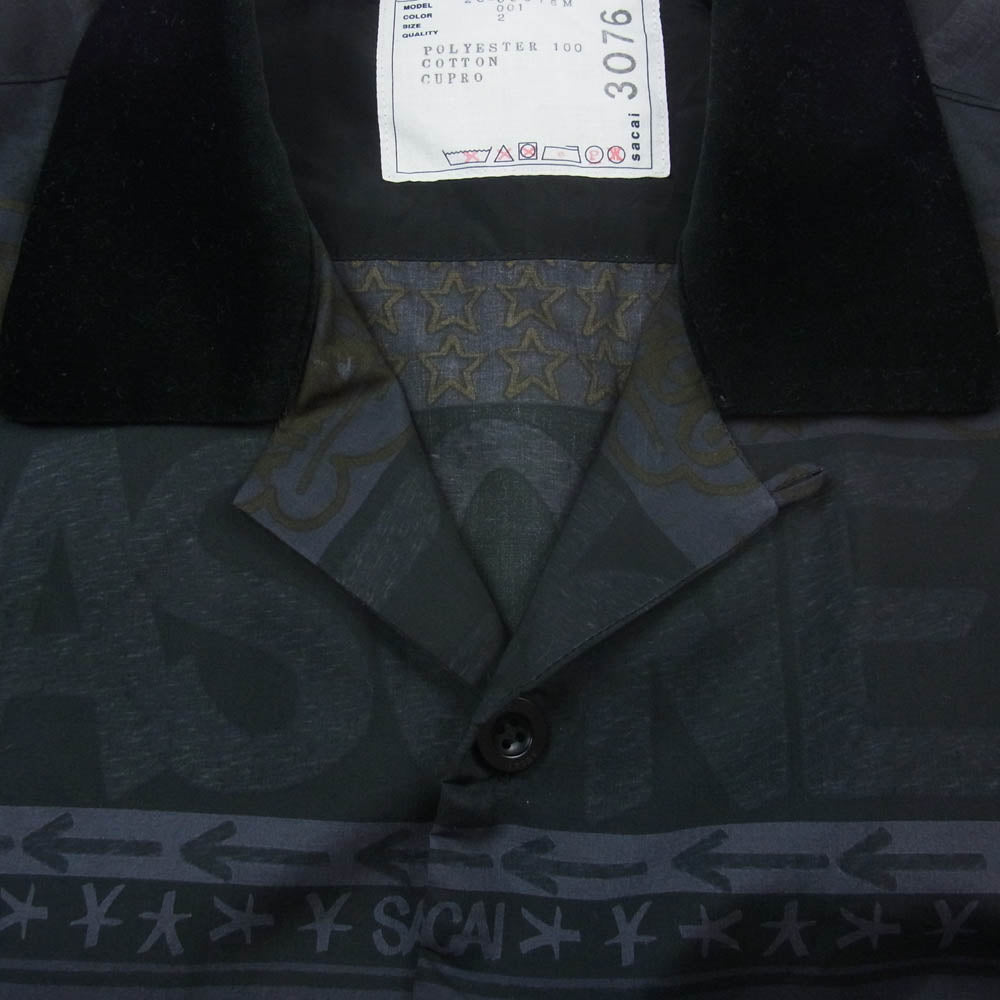 Sacai サカイ 23SS 23-03076M Eric Haze Bandana Print Shirt エリック ヘイズ バンダナ プリント 半袖 シャツ ブラック系 2【中古】