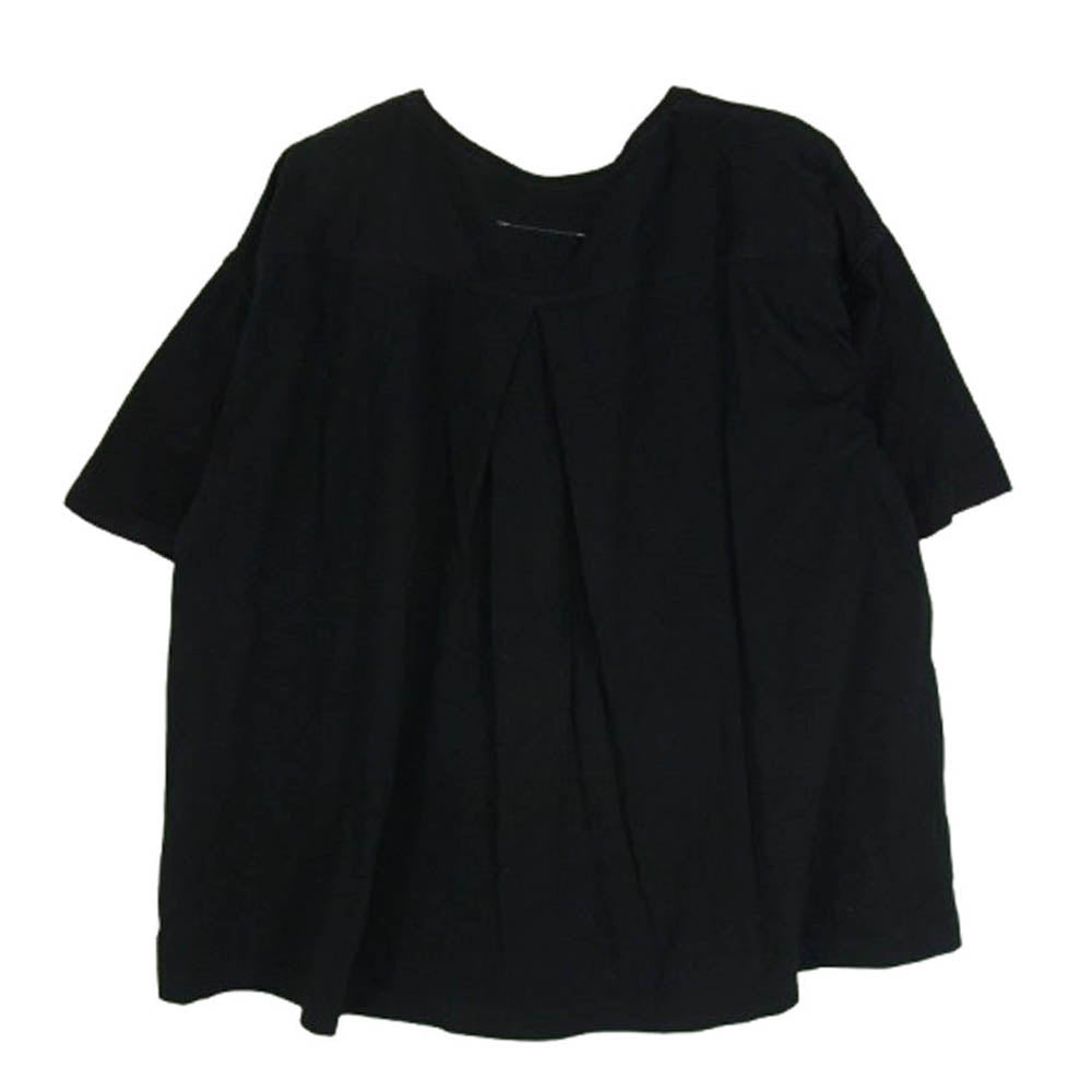 MAISON MARGIELA メゾンマルジェラ S32NC0527 S21058 MM6 タック コットン ショート丈 半袖 カットソー Tシャツ ブラック系 XS【中古】