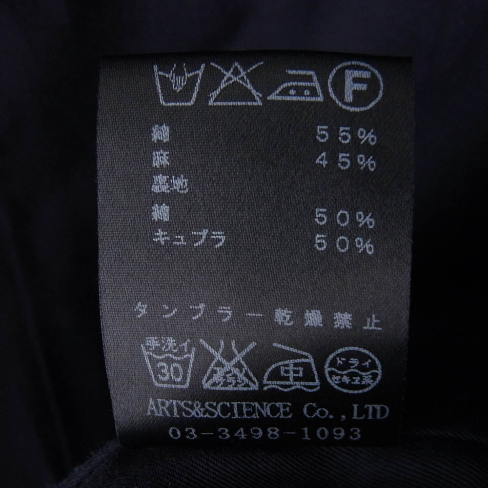 アーツ＆サイエンス 063-U292-134 コットンリネン ショールカラー ジャケット ネイビー系 1【中古】
