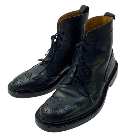 Tricker's トリッカーズ 831732 COUNTRY BOOT 外羽根 ウイングチップ カントリー レザー ブーツ ブラック ブラック系 7.5【中古】