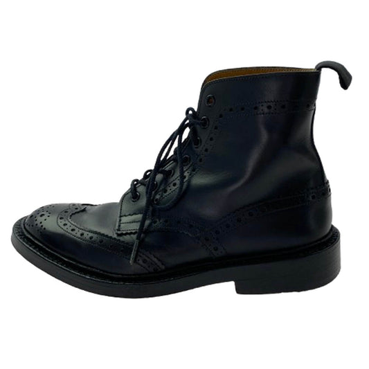 Tricker's トリッカーズ 831732 COUNTRY BOOT 外羽根 ウイングチップ カントリー レザー ブーツ ブラック ブラック系 7.5【中古】
