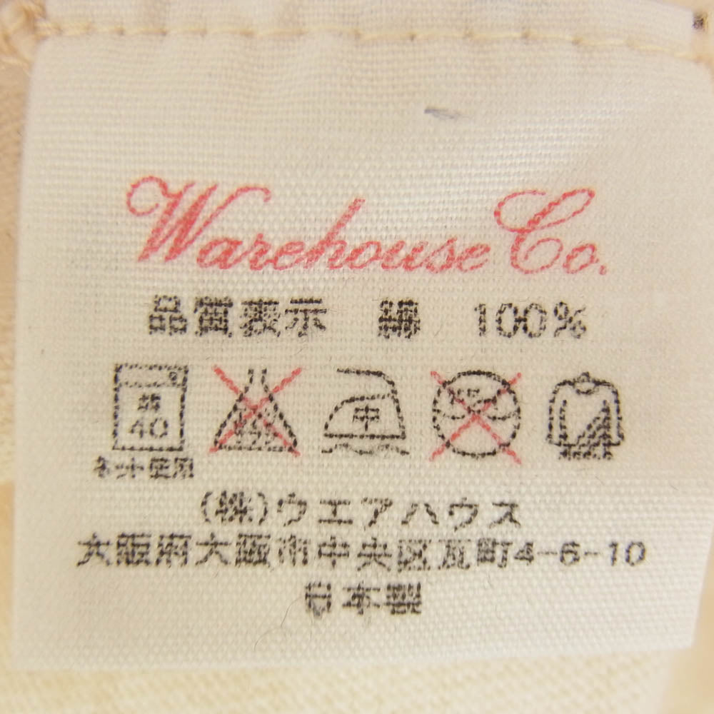 WAREHOUSE ウエアハウス KEEP ON ROCKIN プリント リンガー クルーネック 半袖 Tシャツ オフホワイト系 S【中古】