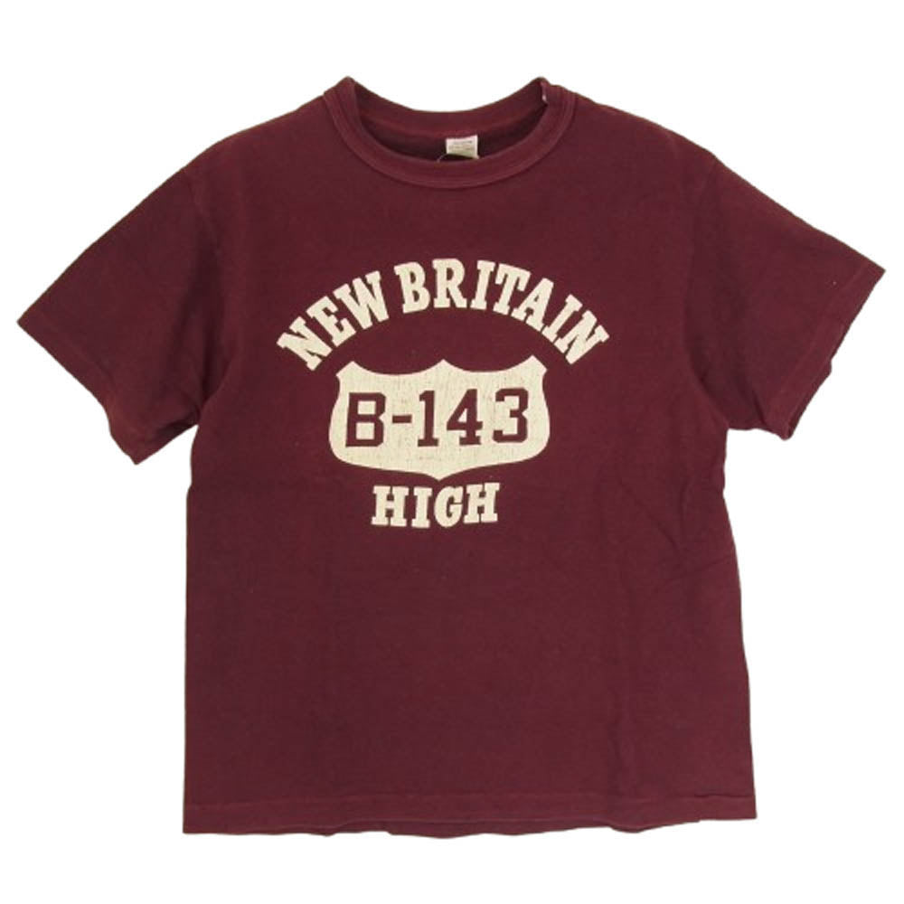 WAREHOUSE ウエアハウス NEW BRITEIN プリント クルーネック 半袖 Tシャツ エンジ系 S【中古】