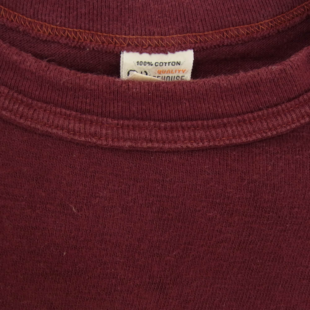 WAREHOUSE ウエアハウス NEW BRITEIN プリント クルーネック 半袖 Tシャツ エンジ系 S【中古】