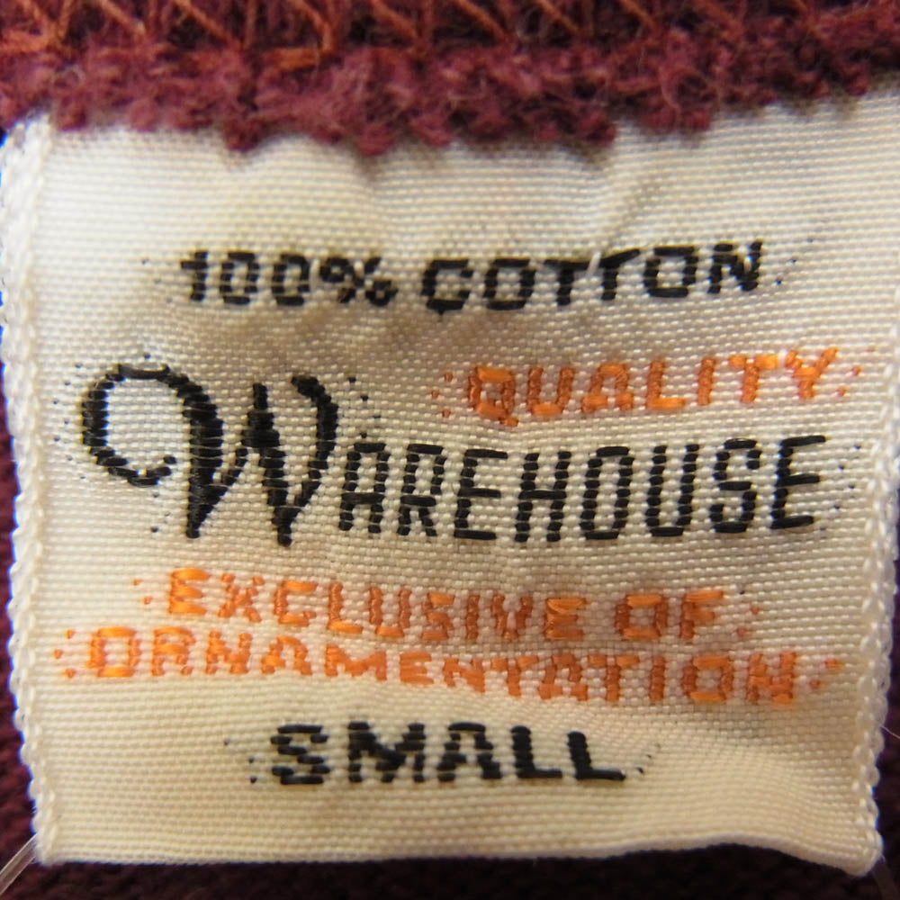 WAREHOUSE ウエアハウス NEW BRITEIN プリント クルーネック 半袖 Tシャツ エンジ系 S【中古】