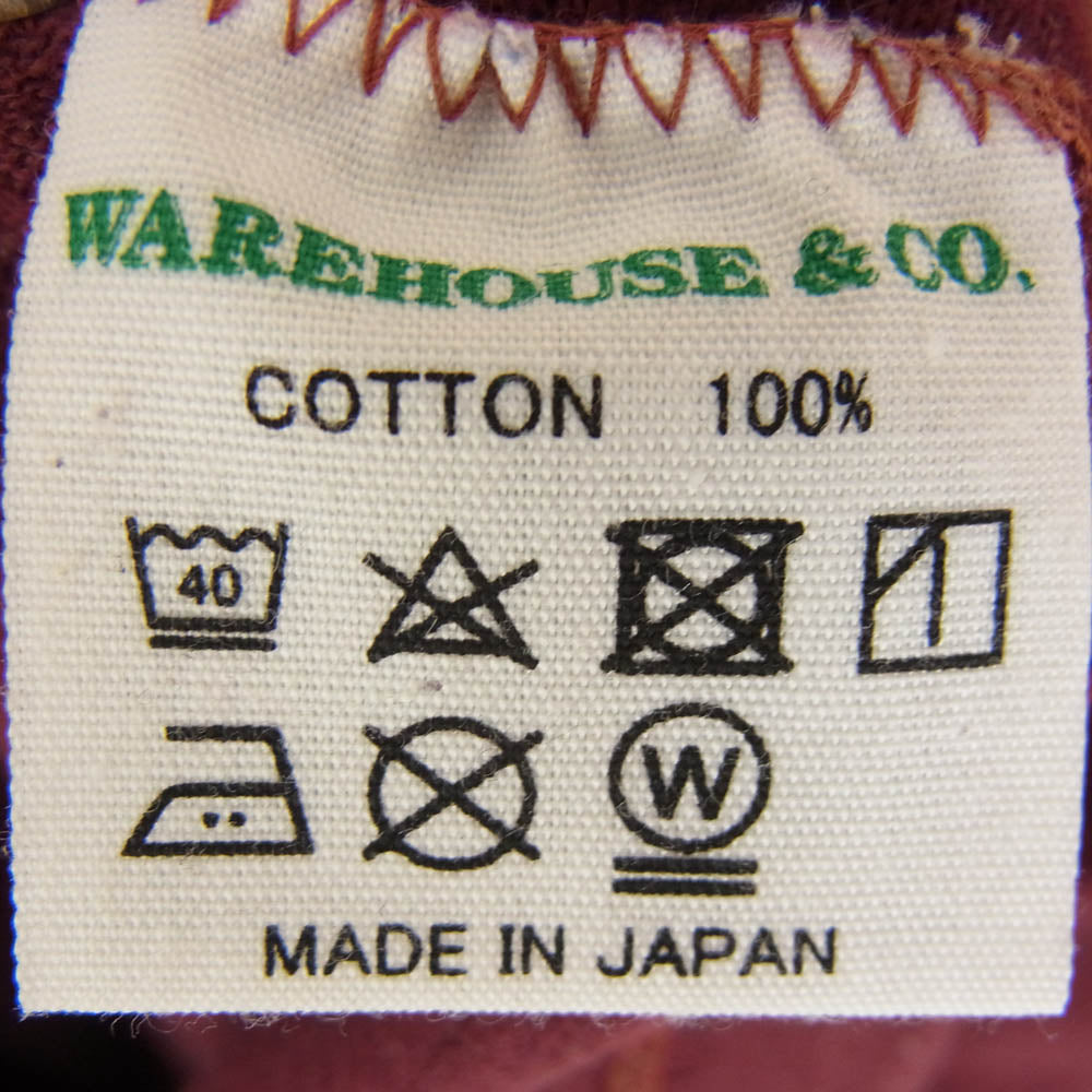 WAREHOUSE ウエアハウス NEW BRITEIN プリント クルーネック 半袖 Tシャツ エンジ系 S【中古】