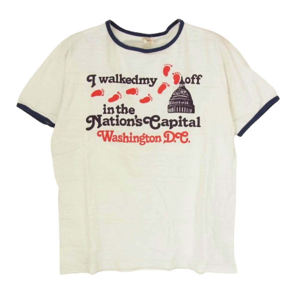 WAREHOUSE ウエアハウス NATION’S CAPITAL プリント リンガー クルーネック 半袖 Tシャツ ホワイト系 S【中古】