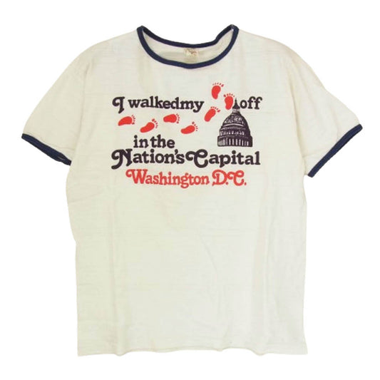 WAREHOUSE ウエアハウス NATION’S CAPITAL プリント リンガー クルーネック 半袖 Tシャツ ホワイト系 S【中古】