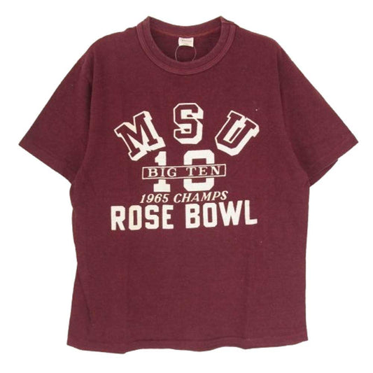 WAREHOUSE ウエアハウス MSU ROSE BOWL フロッキー プリント Tシャツ エンジ系 S【中古】