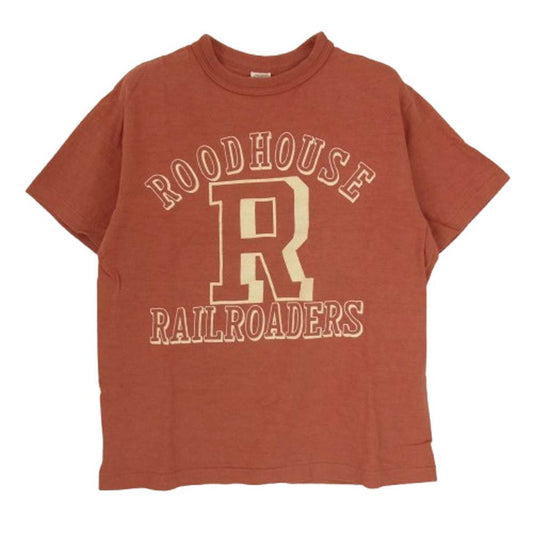 WAREHOUSE ウエアハウス ROOD HOUSE フロッキープリント Tシャツ バーガンディー系 S【中古】