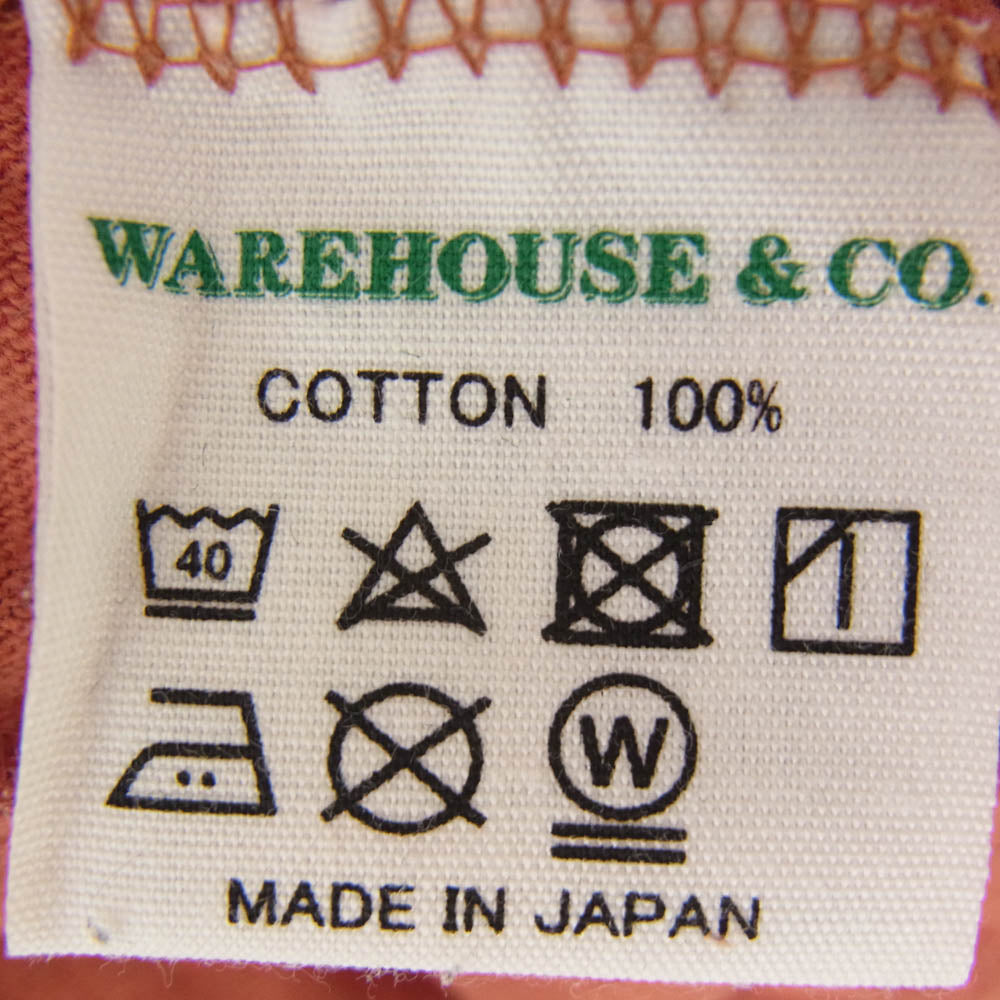 WAREHOUSE ウエアハウス ROOD HOUSE フロッキープリント Tシャツ バーガンディー系 S【中古】