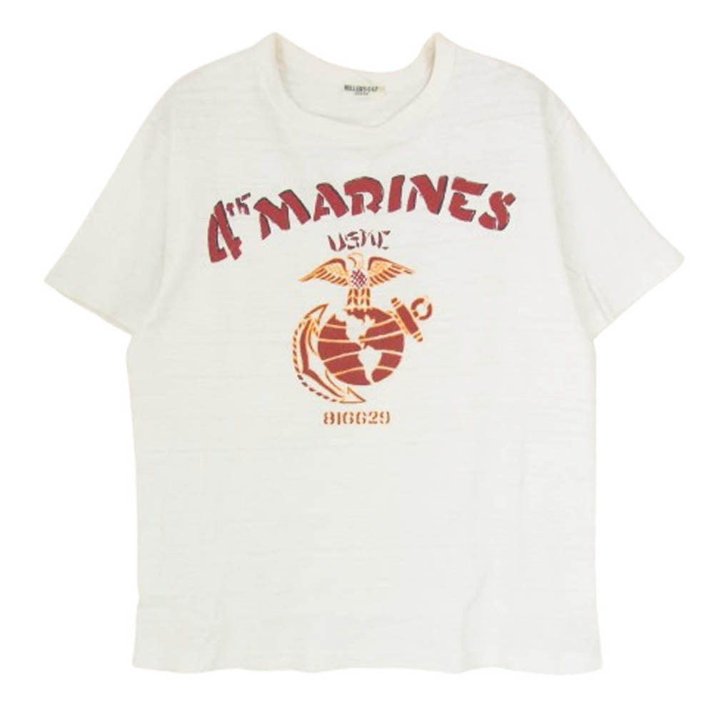 WAREHOUSE ウエアハウス HELLER'S CAF? MARINES プリント クルーネック 半袖 Tシャツ ホワイト系 36【中古】