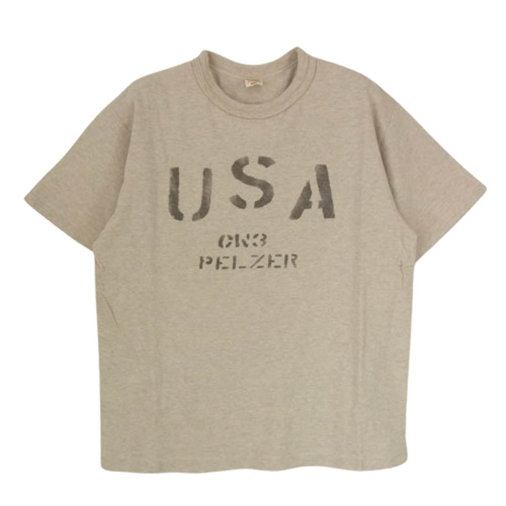 WAREHOUSE ウエアハウス USA Stencil SST ステンシル プリント クルーネック 半袖 Tシャツ グレー系 S【中古】