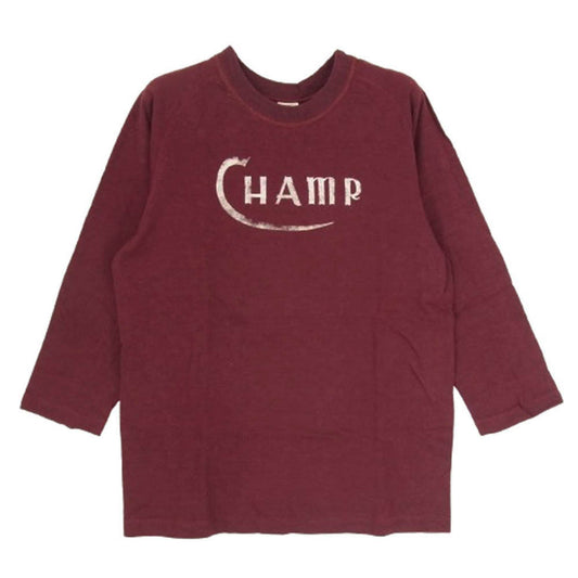WAREHOUSE ウエアハウス champ プリント 七分袖 Tシャツ エンジ系 S【中古】