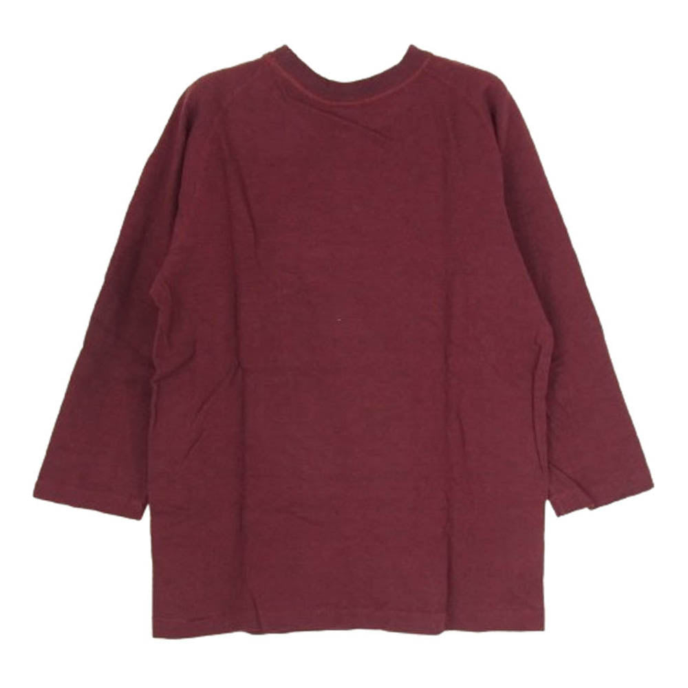 WAREHOUSE ウエアハウス champ プリント 七分袖 Tシャツ エンジ系 S【中古】