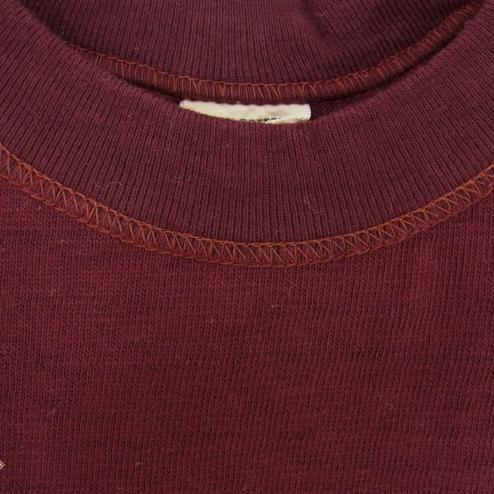 WAREHOUSE ウエアハウス champ プリント 七分袖 Tシャツ エンジ系 S【中古】