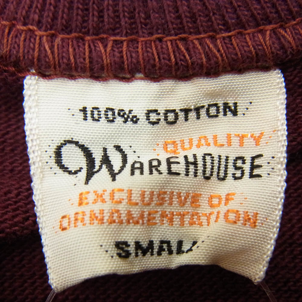 WAREHOUSE ウエアハウス champ プリント 七分袖 Tシャツ エンジ系 S【中古】