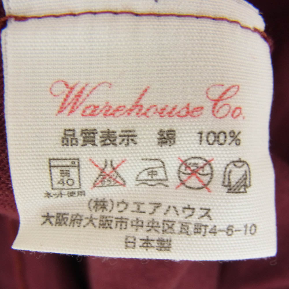 WAREHOUSE ウエアハウス champ プリント 七分袖 Tシャツ エンジ系 S【中古】