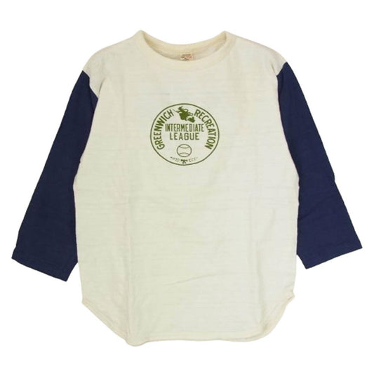 WAREHOUSE ウエアハウス GREENWICH RECREATION プリント 7分袖 Tシャツ ネイビー系 S【中古】