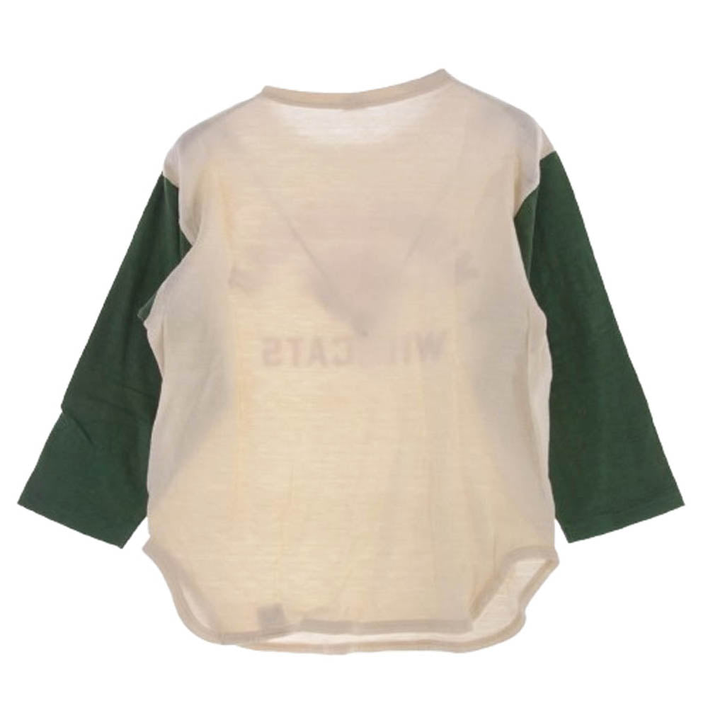 WAREHOUSE ウエアハウス MIDDLEROAD WIKDCATS プリント 7分袖 Tシャツ ベージュ系 グリーン系 S【中古】