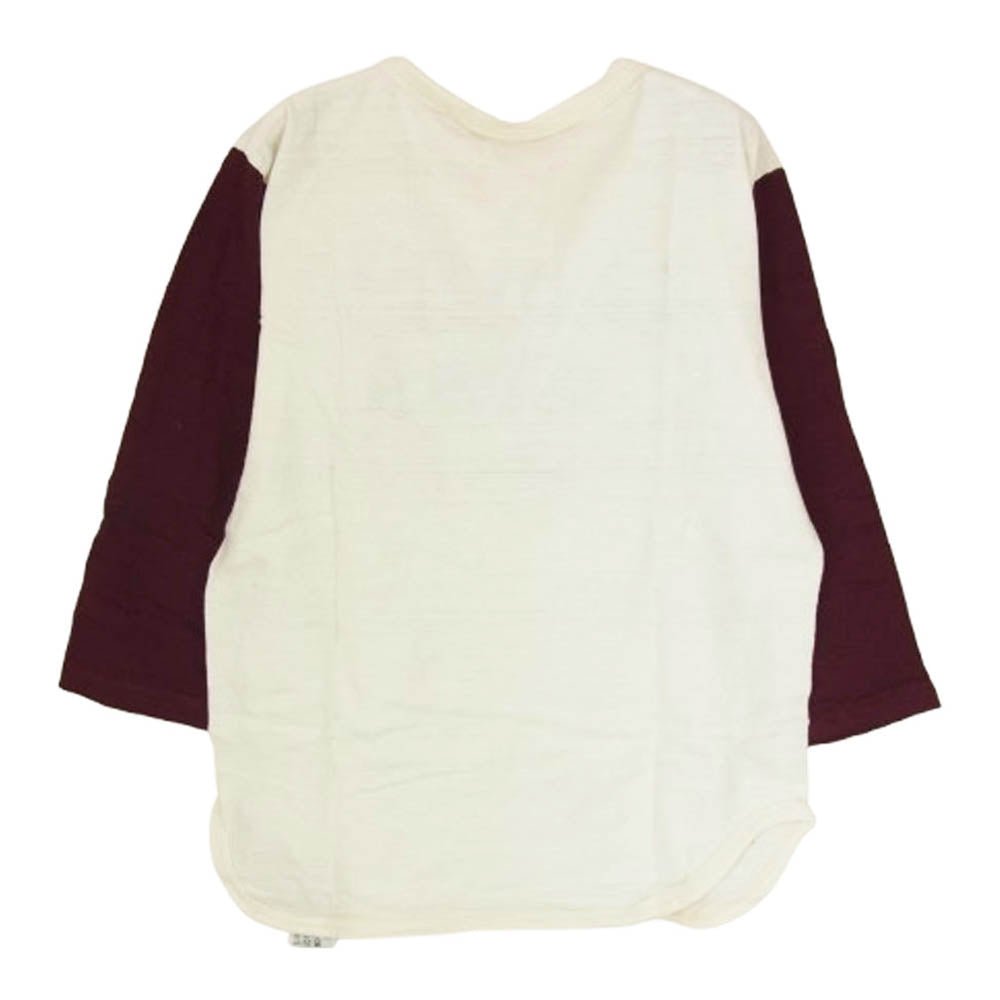 WAREHOUSE ウエアハウス U of P I.A. プリント 7分袖 Tシャツ エンジ系 S【中古】