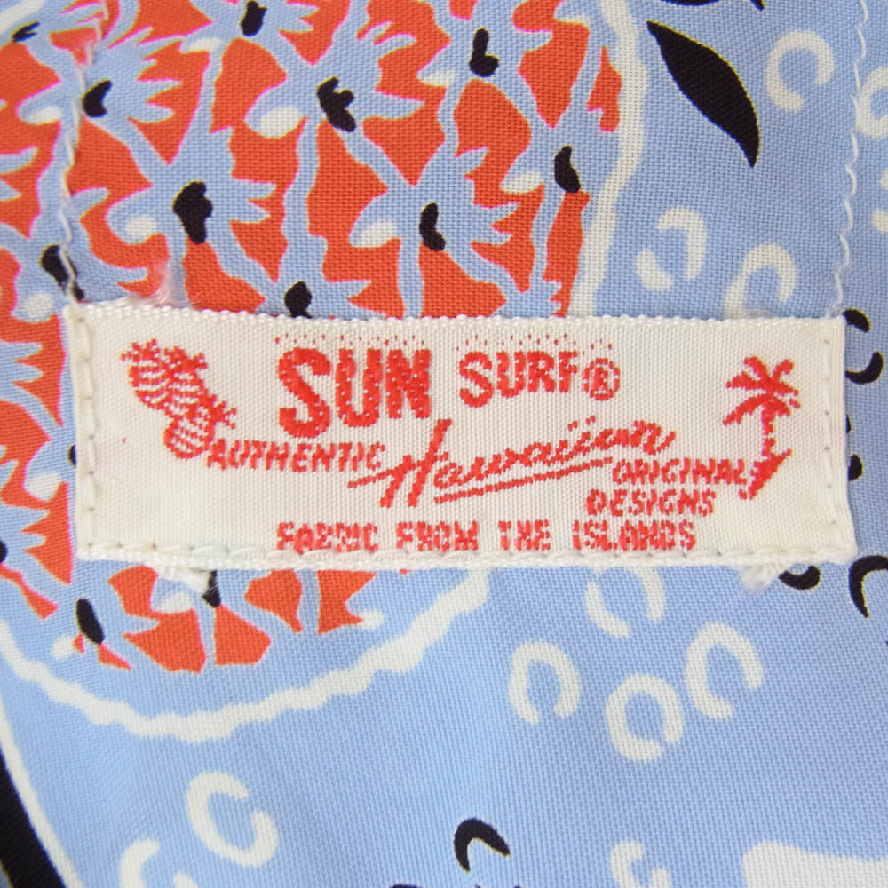 SUN SURF サンサーフ SS36444 洋柄 ハワイアン アロハ 半袖 シャツ ライトブルー系 S【中古】