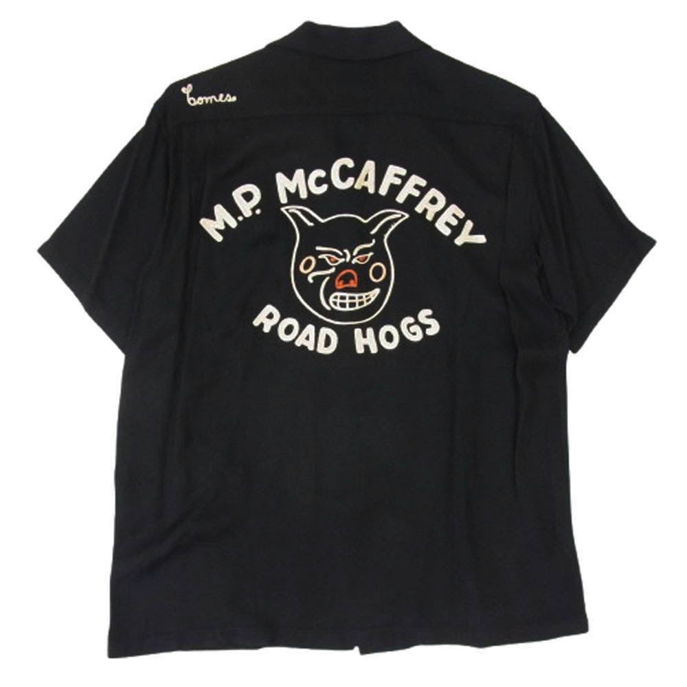 キングルイ KL37832 実名復刻 BOWLING SHIRT ROAD HOGS ボーリング シャツ ブラック系 S【中古】