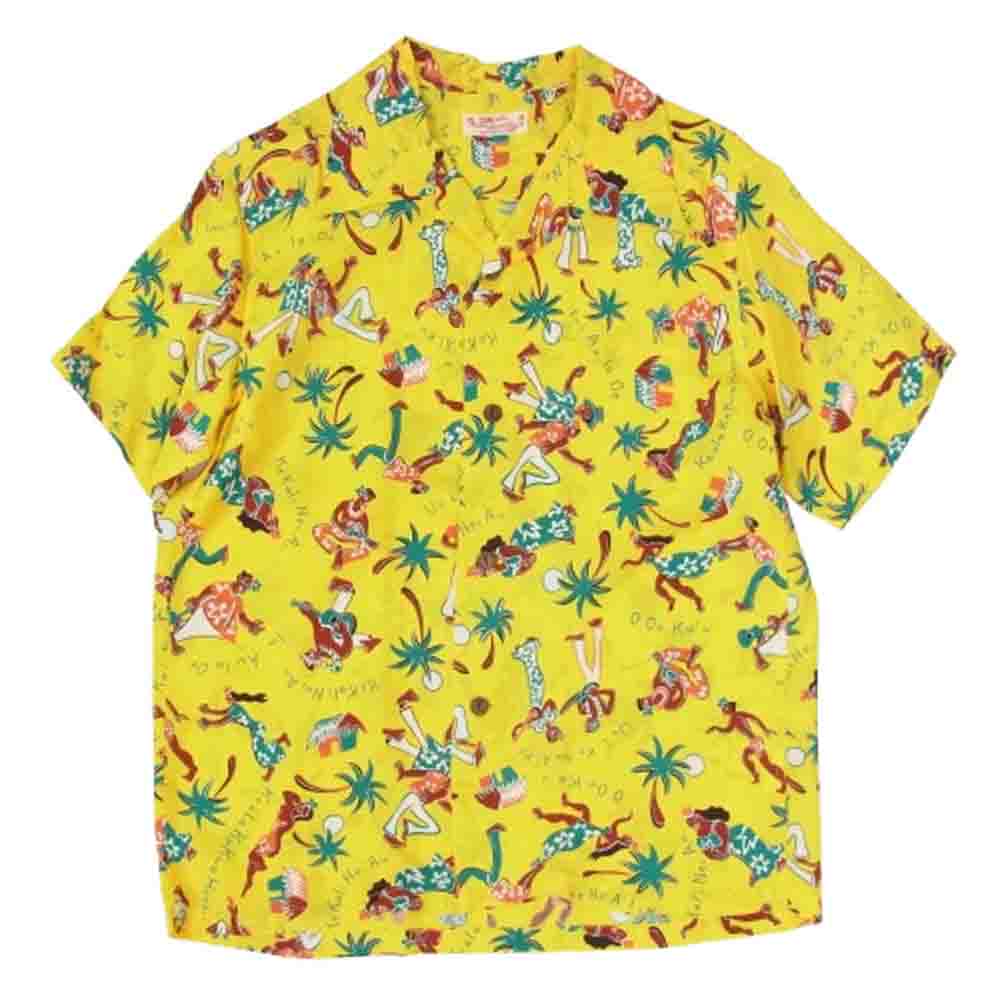 SUN SURF サンサーフ SS38040 FUN ISLAND OF HAWAII 半袖 レーヨン ハワイアン アロハ シャツ イエロー系 S【中古】