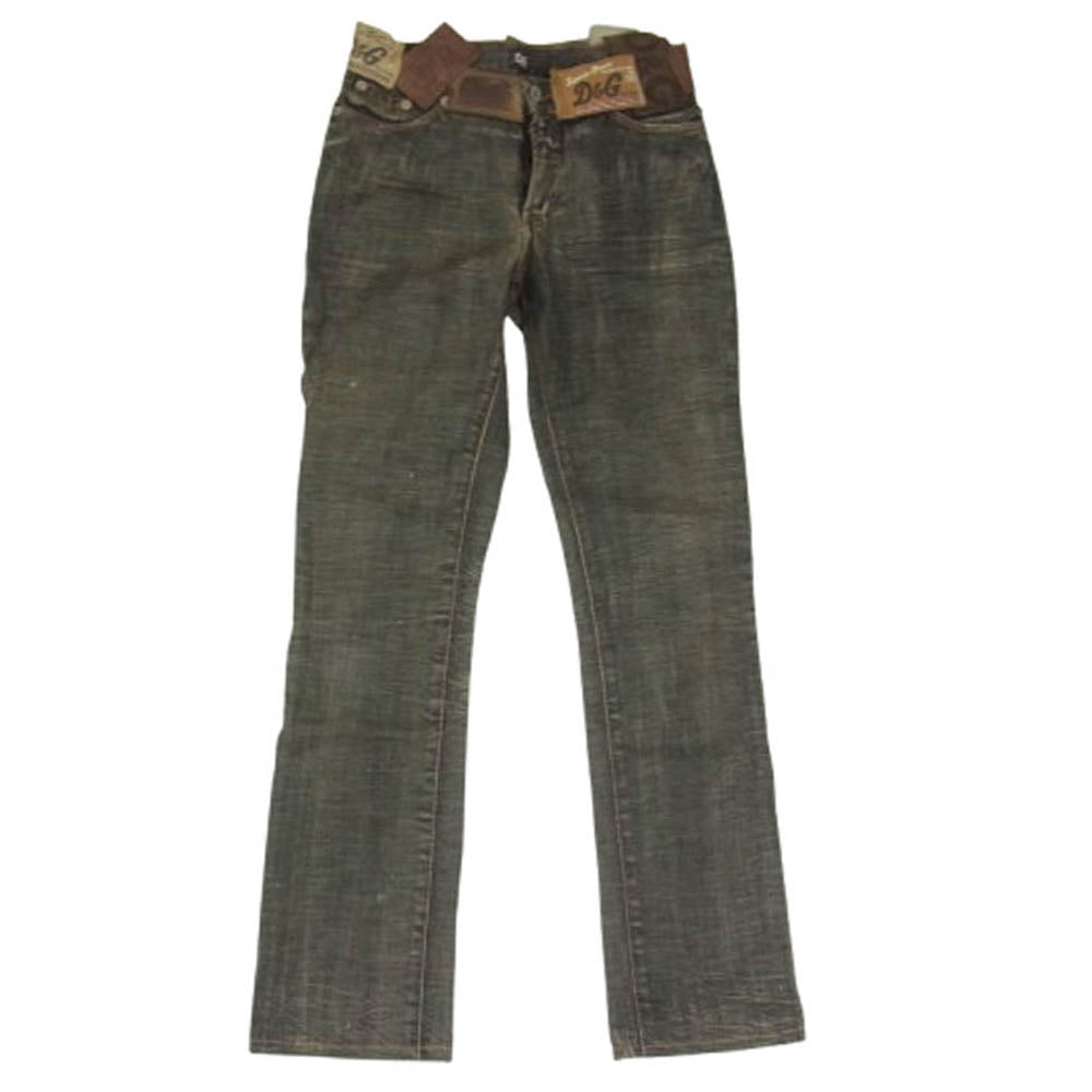 DOLCE&GABBANA ドルチェアンドガッバーナ マルチ 革パッチ レザーパッチ デニムパンツ ブラック系 24 38【中古】