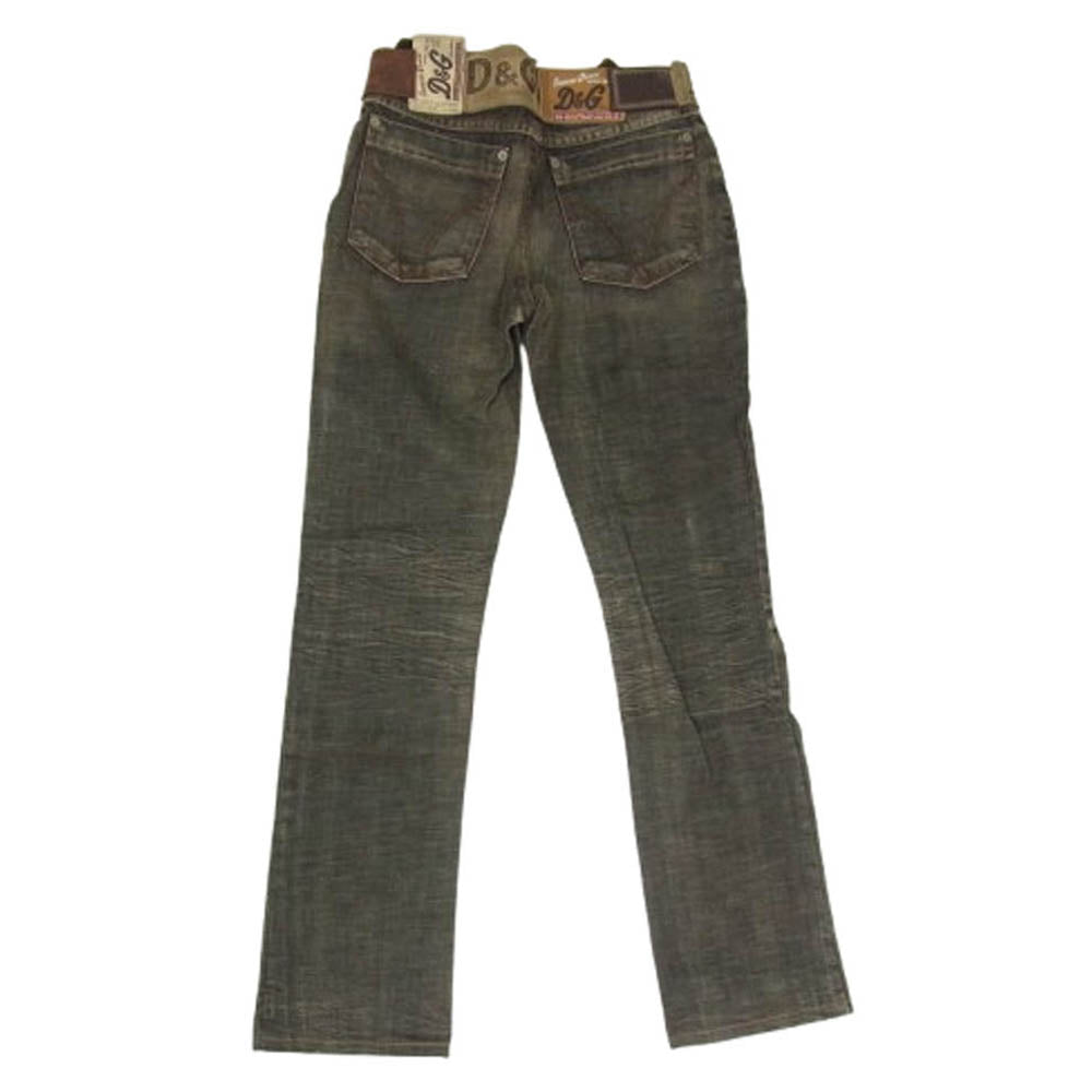 DOLCE&GABBANA ドルチェアンドガッバーナ マルチ 革パッチ レザーパッチ デニムパンツ ブラック系 24 38【中古】
