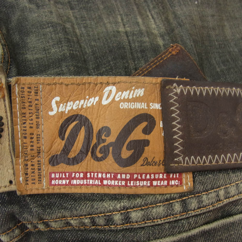 DOLCE&GABBANA ドルチェアンドガッバーナ マルチ 革パッチ レザーパッチ デニムパンツ ブラック系 24 38【中古】