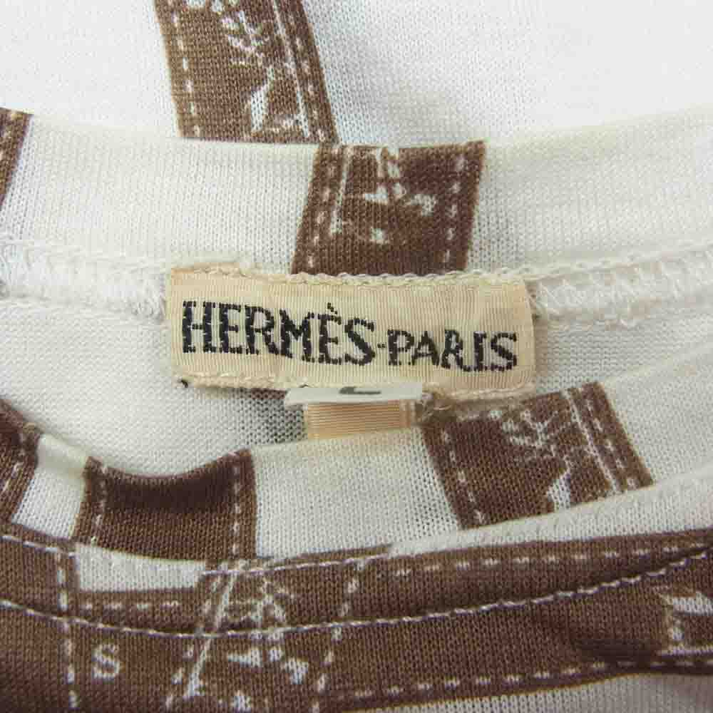 HERMES エルメス マルジェラ期 リボン ボルデュック 半袖 Tシャツ ホワイト系 L【中古】