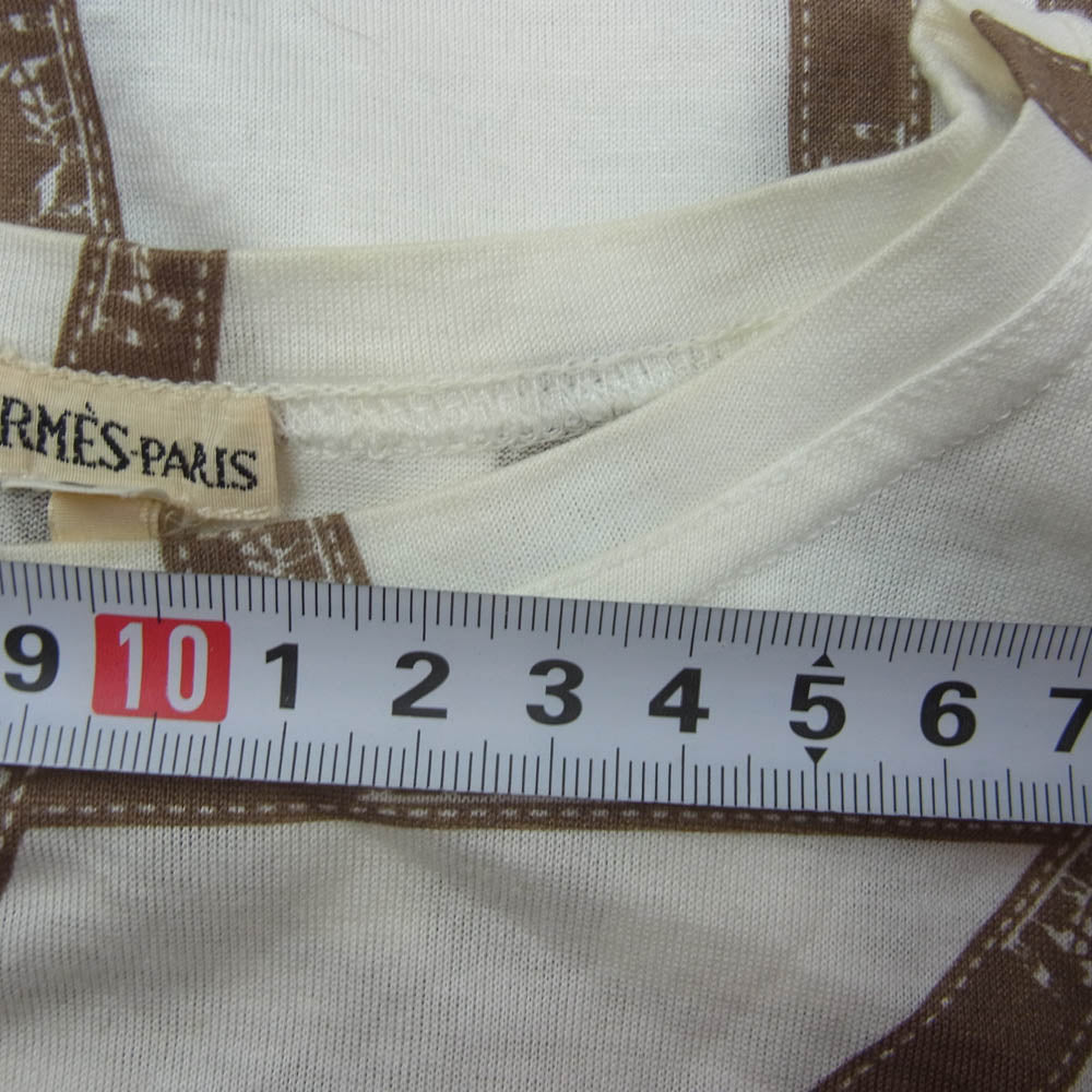 HERMES エルメス マルジェラ期 リボン ボルデュック 半袖 Tシャツ ホワイト系 L【中古】