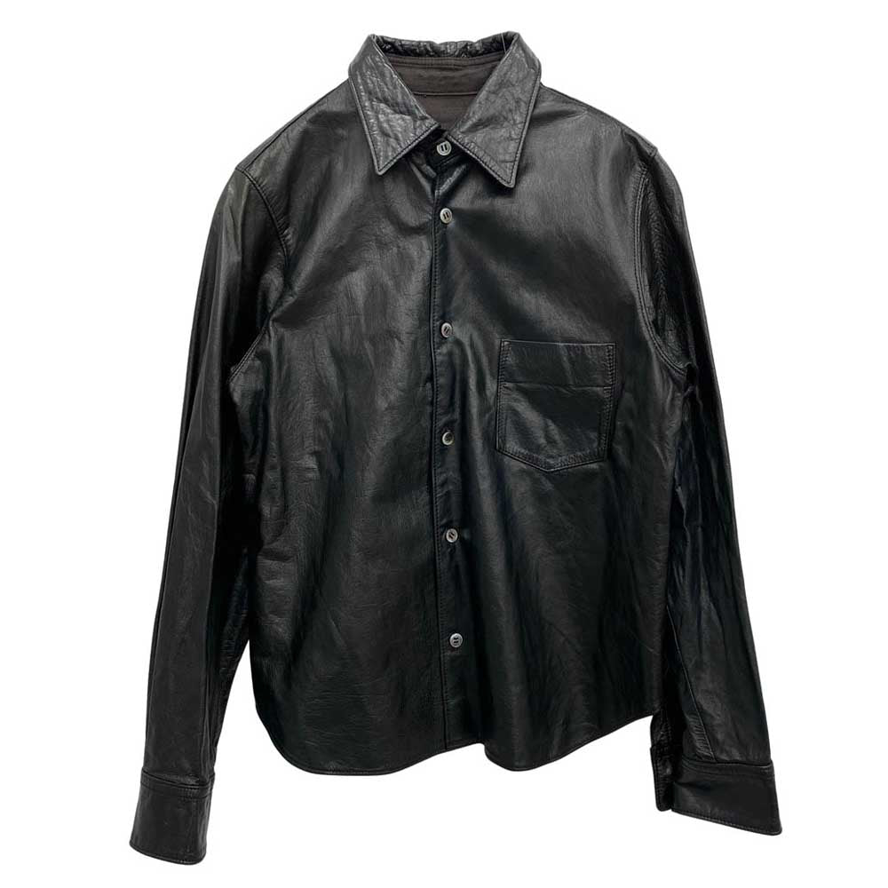 tricot COMME des GARCONS トリココムデギャルソン TB-070090 AD1999 90s ヴィンテージトリコ レザー シャツ ジャケット ブラック系 サイズ不明【中古】