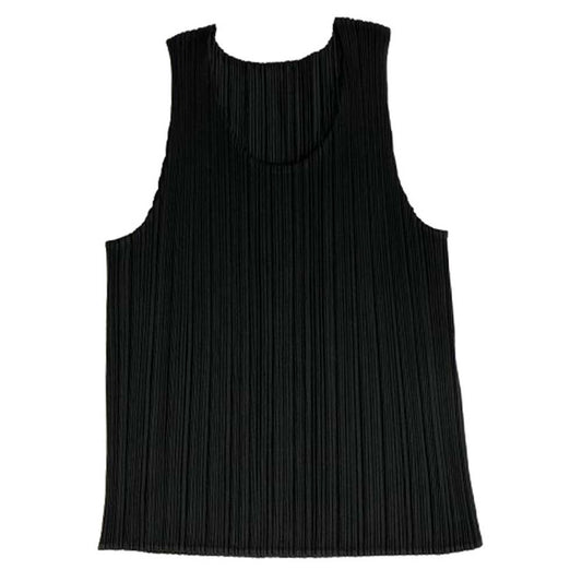 PLEATS PLEASE プリーツプリーズ イッセイミヤケ PP55-JK101 プリーツ加工 ノースリーブ カットソー ブラック ブラック系 4【美品】【中古】