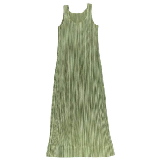 PLEATS PLEASE プリーツプリーズ イッセイミヤケ PP83-JH205 プリーツ加工 ノースリーブ ワンピース グリーン ライトグリーン系 3【中古】