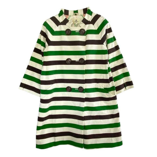 マチコ ジント 42104 ボーダー デザイン マルチカラー 裏地 総柄  ロング アウター コート マルチカラー系 36【中古】