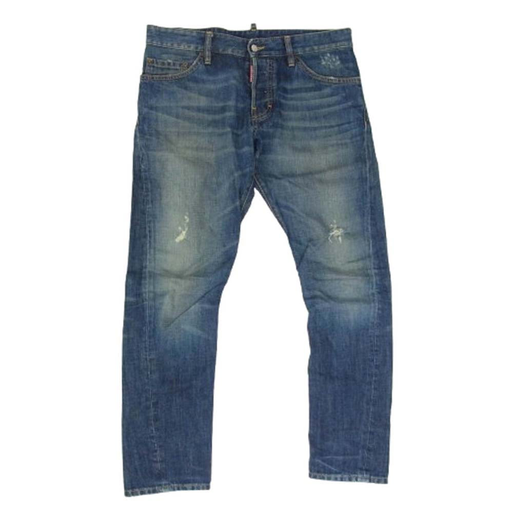 DSQUARED2 ディースクエアード S74LA0489 ボタンフライ ダメージ スキニー ジーンズ デニム パンツ インディゴブルー系 48【中古】